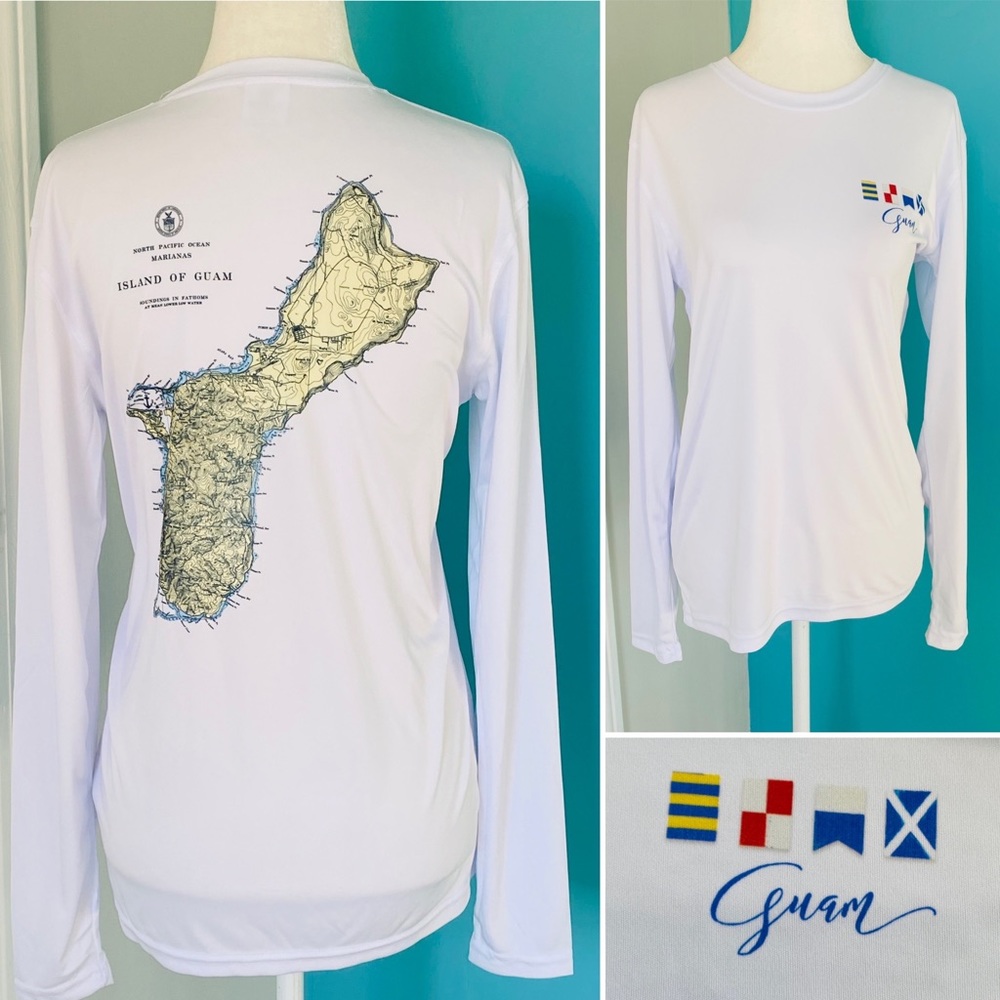 NEW without TAGS long sleeve rash guard with print of Guam